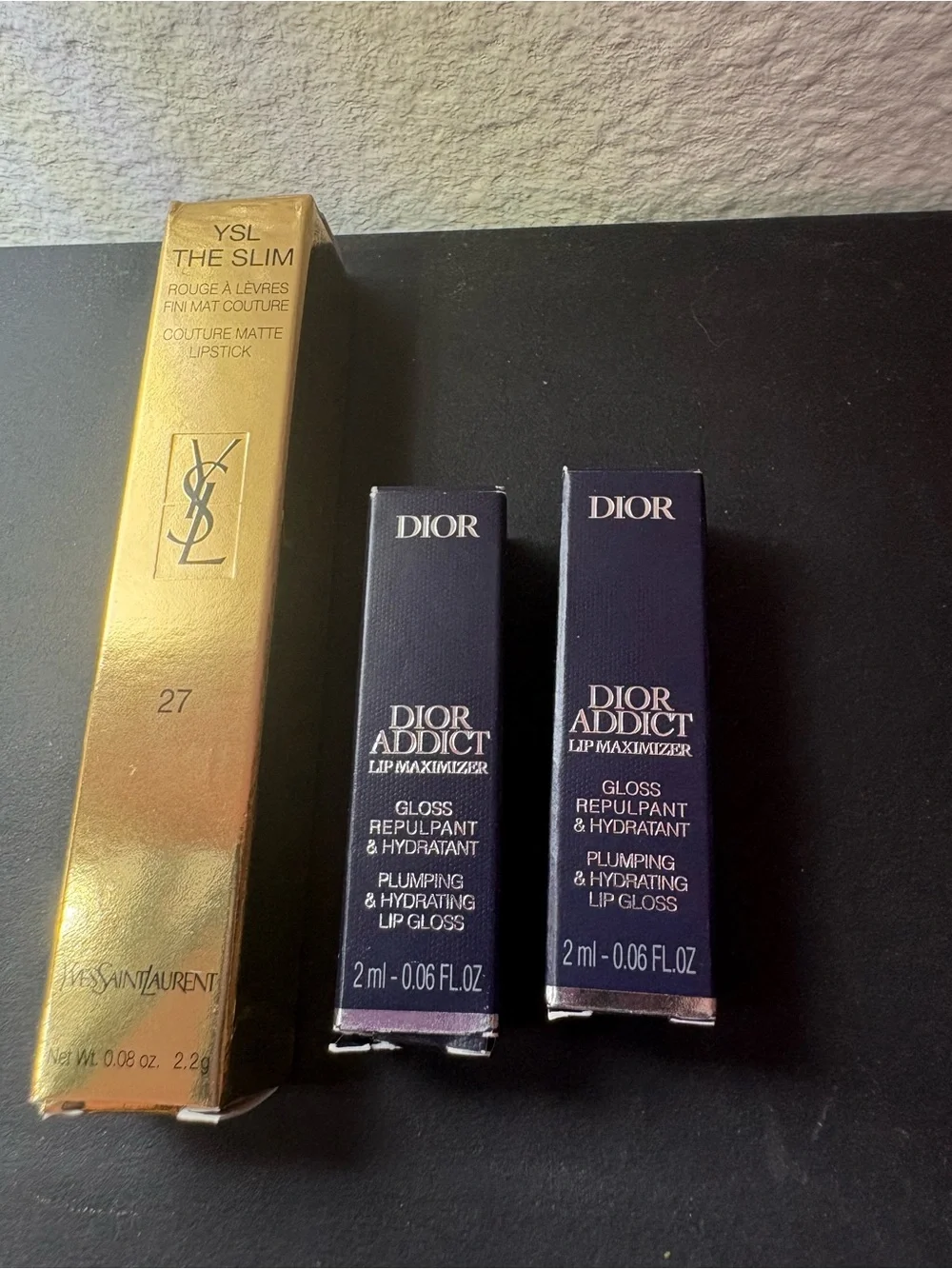 YSL The Slim Lipstick 27 & 2x Dior Addict Lip Maximizer
